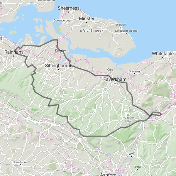 Map miniature of "Exploring the Kentish Countryside" cycling inspiration in Kent, United Kingdom. Generated by Tarmacs.app cycling route planner