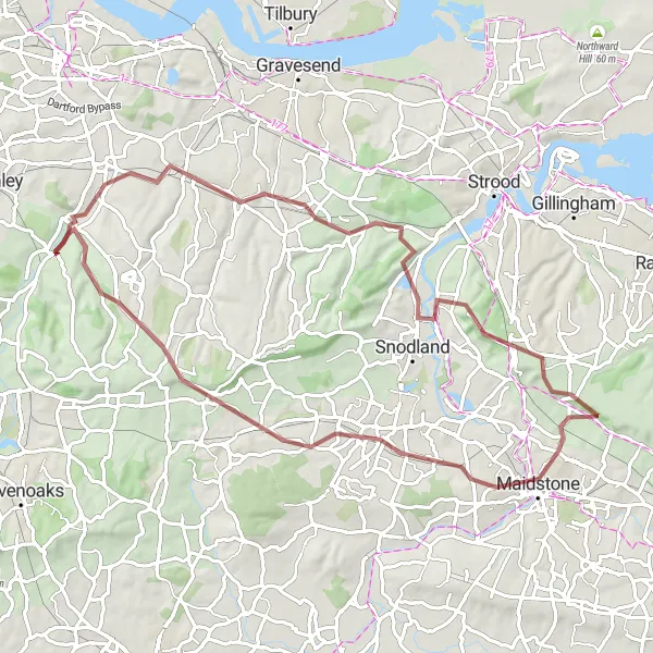 Map miniature of "Luddesdown Loop" cycling inspiration in Kent, United Kingdom. Generated by Tarmacs.app cycling route planner