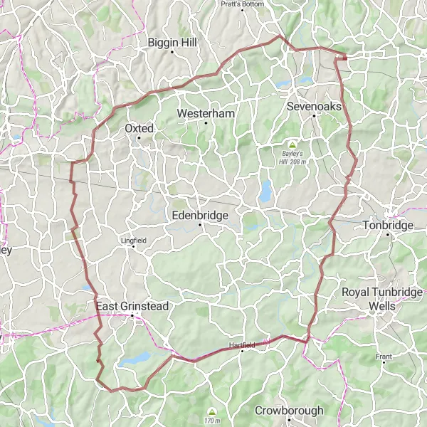 Map miniature of "Glorious Gravel Ride" cycling inspiration in Kent, United Kingdom. Generated by Tarmacs.app cycling route planner