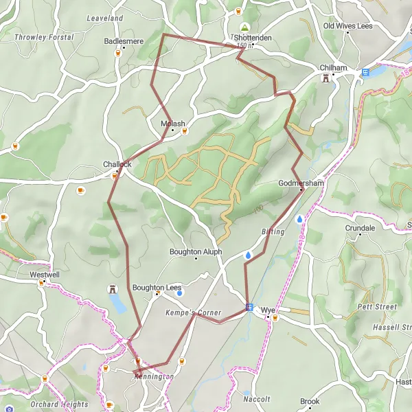 Map miniature of "The Challock Loop" cycling inspiration in Kent, United Kingdom. Generated by Tarmacs.app cycling route planner