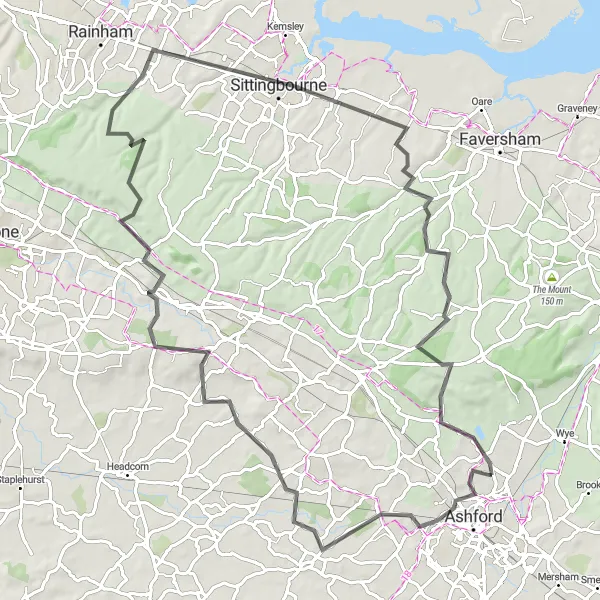 Map miniature of "The Holyford Loop" cycling inspiration in Kent, United Kingdom. Generated by Tarmacs.app cycling route planner