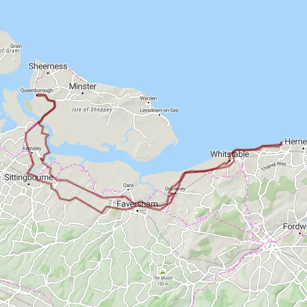 Map miniature of "Gravel Adventure: Kentish Countryside" cycling inspiration in Kent, United Kingdom. Generated by Tarmacs.app cycling route planner