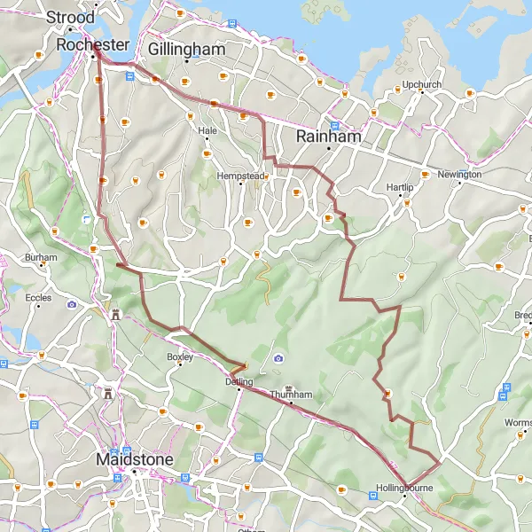 Map miniature of "Chatham Loop Adventure" cycling inspiration in Kent, United Kingdom. Generated by Tarmacs.app cycling route planner