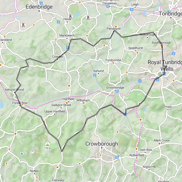 Map miniature of "The Enchanting Forest Ride" cycling inspiration in Kent, United Kingdom. Generated by Tarmacs.app cycling route planner