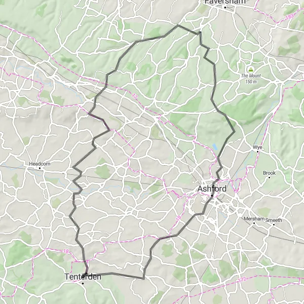 Map miniature of "Malherbe Circuit" cycling inspiration in Kent, United Kingdom. Generated by Tarmacs.app cycling route planner