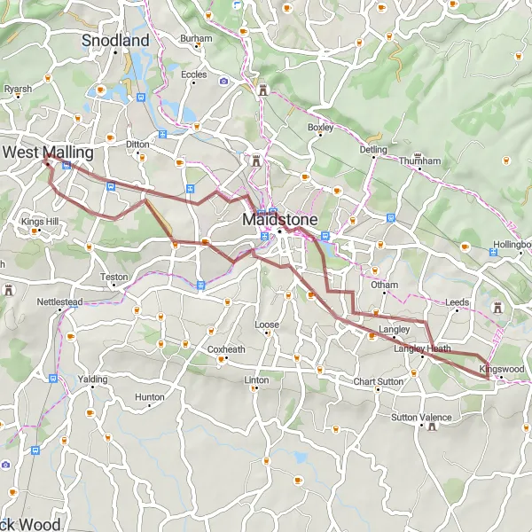 Map miniature of "The Gravel Adventure" cycling inspiration in Kent, United Kingdom. Generated by Tarmacs.app cycling route planner