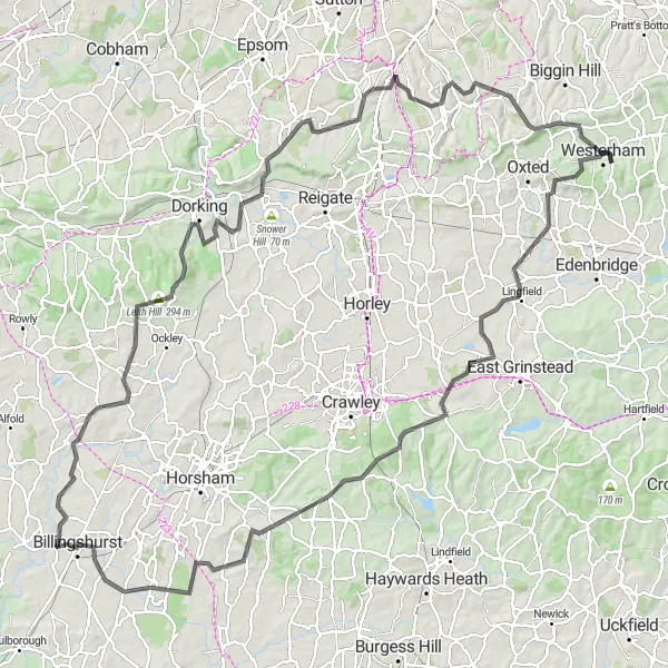 Map miniature of "Kent Grand Tour" cycling inspiration in Kent, United Kingdom. Generated by Tarmacs.app cycling route planner