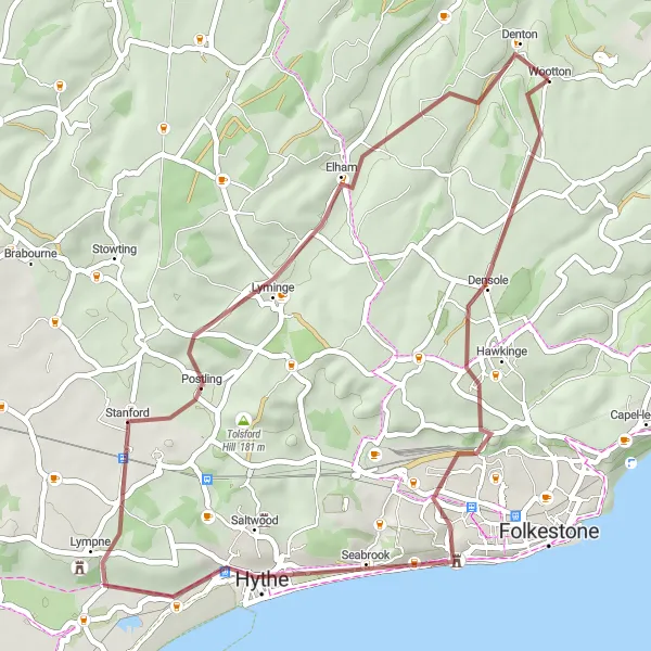 Map miniature of "Historical Gems and Scenic Views" cycling inspiration in Kent, United Kingdom. Generated by Tarmacs.app cycling route planner