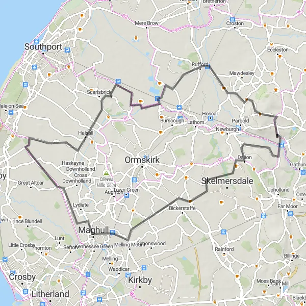 Map miniature of "Cultural Trail" cycling inspiration in Lancashire, United Kingdom. Generated by Tarmacs.app cycling route planner