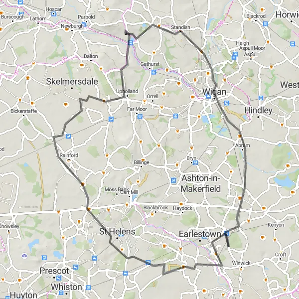 Map miniature of "Countryside Loop" cycling inspiration in Lancashire, United Kingdom. Generated by Tarmacs.app cycling route planner