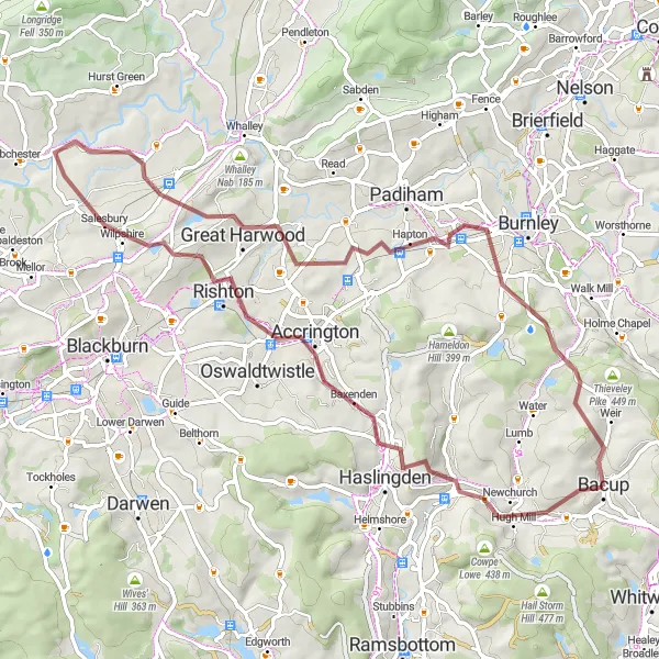 Map miniature of "Adventurous Gravel Ride" cycling inspiration in Lancashire, United Kingdom. Generated by Tarmacs.app cycling route planner