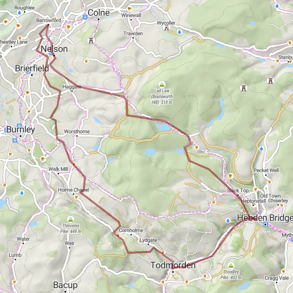 Map miniature of "The Lancashire Gravel Loop" cycling inspiration in Lancashire, United Kingdom. Generated by Tarmacs.app cycling route planner