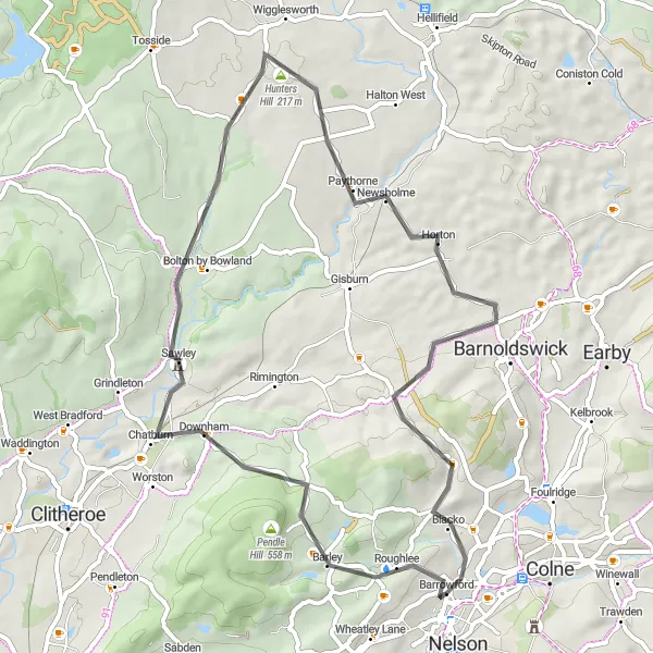 Map miniature of "Road Serenade" cycling inspiration in Lancashire, United Kingdom. Generated by Tarmacs.app cycling route planner