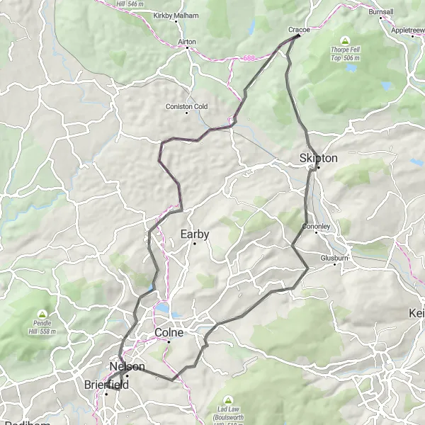 Map miniature of "Pendle and Beyond" cycling inspiration in Lancashire, United Kingdom. Generated by Tarmacs.app cycling route planner