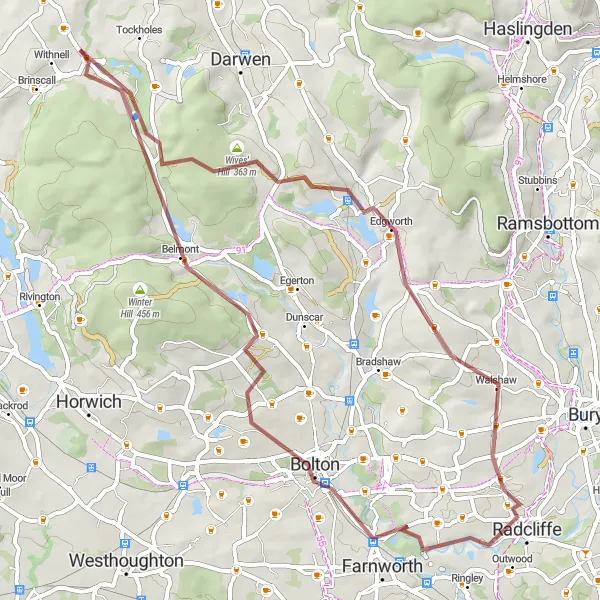 Map miniature of "Black Hill Loop" cycling inspiration in Lancashire, United Kingdom. Generated by Tarmacs.app cycling route planner