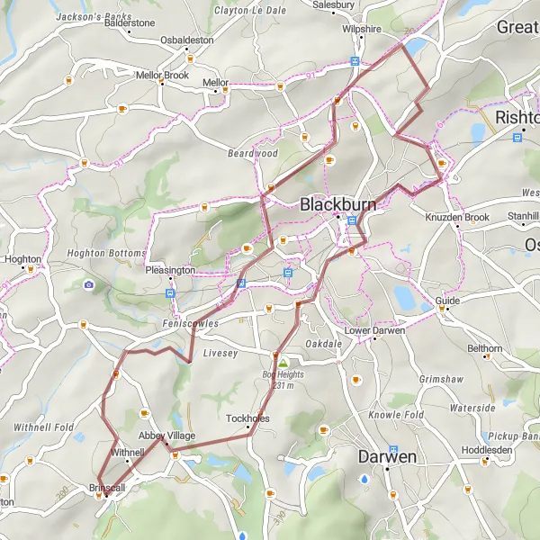 Map miniature of "Blackburn Heights" cycling inspiration in Lancashire, United Kingdom. Generated by Tarmacs.app cycling route planner