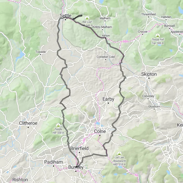 Map miniature of "Gisburn and Settle Adventure" cycling inspiration in Lancashire, United Kingdom. Generated by Tarmacs.app cycling route planner