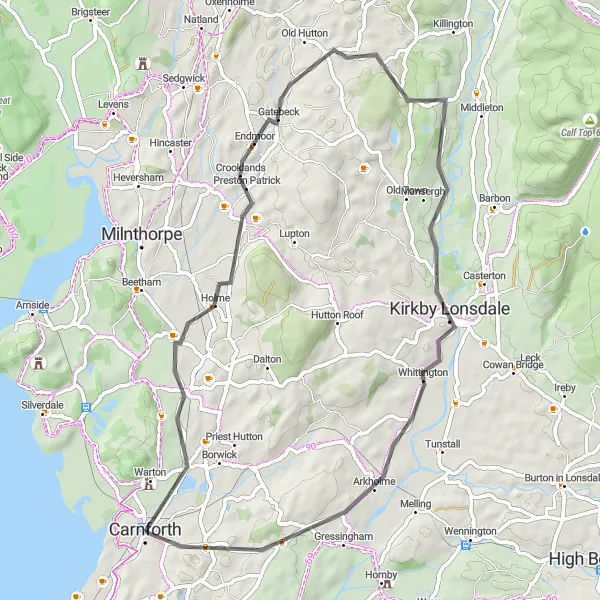 Map miniature of "The Quaint Countryside Tour" cycling inspiration in Lancashire, United Kingdom. Generated by Tarmacs.app cycling route planner