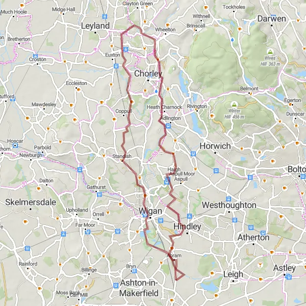 Map miniature of "Countryside Escape" cycling inspiration in Lancashire, United Kingdom. Generated by Tarmacs.app cycling route planner