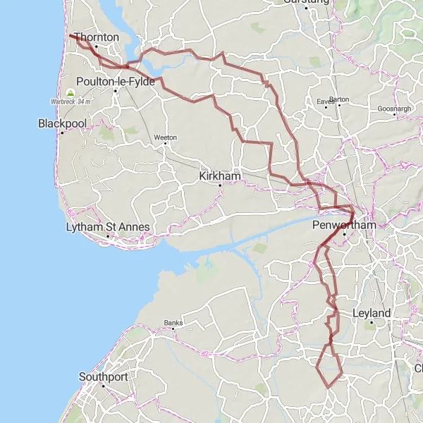 Map miniature of "Scenic Gravel Loop" cycling inspiration in Lancashire, United Kingdom. Generated by Tarmacs.app cycling route planner
