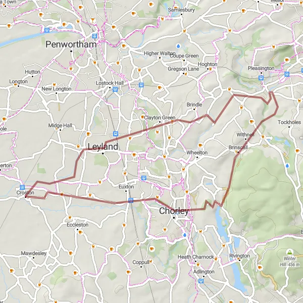 Map miniature of "Country Gravel Ride" cycling inspiration in Lancashire, United Kingdom. Generated by Tarmacs.app cycling route planner