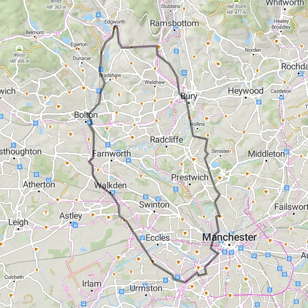 Map miniature of "Scenic Road Gauntlet" cycling inspiration in Lancashire, United Kingdom. Generated by Tarmacs.app cycling route planner