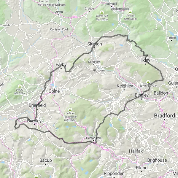 Map miniature of "Hapton and Beyond Road Cycling Route" cycling inspiration in Lancashire, United Kingdom. Generated by Tarmacs.app cycling route planner