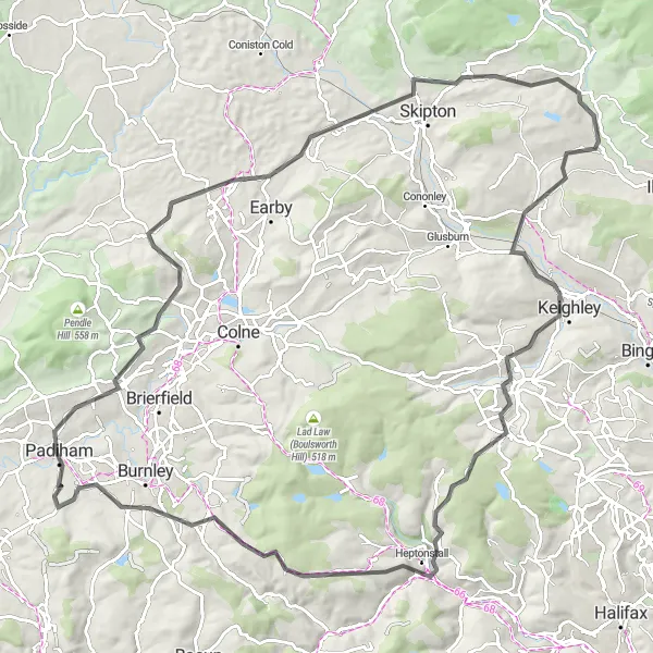 Map miniature of "Explore the Scenic Routes of Lancashire" cycling inspiration in Lancashire, United Kingdom. Generated by Tarmacs.app cycling route planner