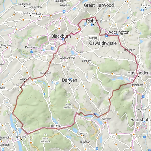 Map miniature of "Edgworth Escapade" cycling inspiration in Lancashire, United Kingdom. Generated by Tarmacs.app cycling route planner