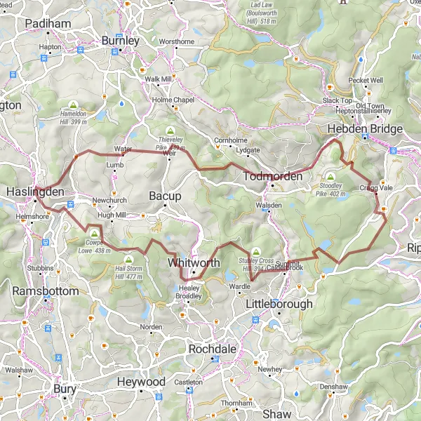 Map miniature of "Pennine Gravel Challenge" cycling inspiration in Lancashire, United Kingdom. Generated by Tarmacs.app cycling route planner