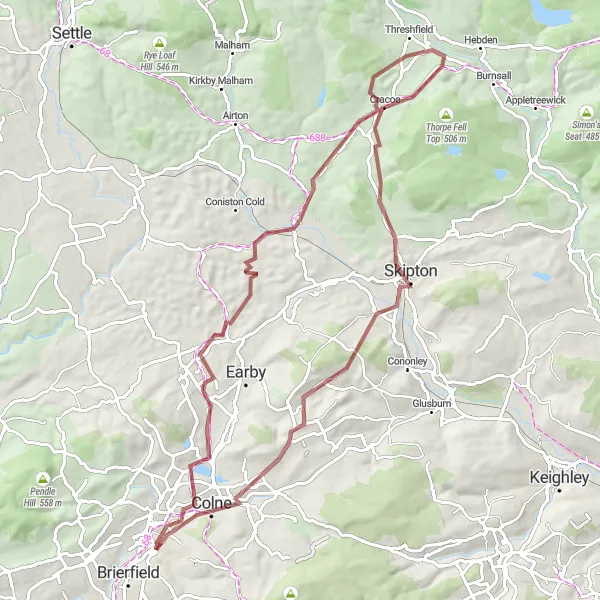 Map miniature of "Foulridge Loop" cycling inspiration in Lancashire, United Kingdom. Generated by Tarmacs.app cycling route planner