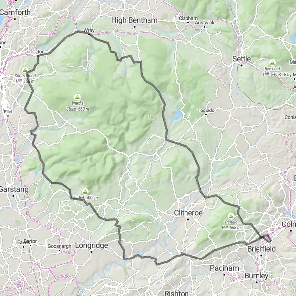 Map miniature of "Ribble Valley Explorer" cycling inspiration in Lancashire, United Kingdom. Generated by Tarmacs.app cycling route planner