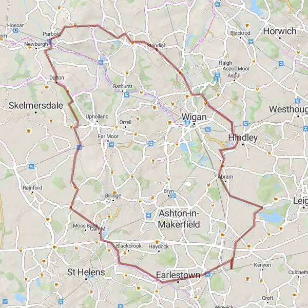 Map miniature of "Enchanting Gravel Tour" cycling inspiration in Lancashire, United Kingdom. Generated by Tarmacs.app cycling route planner