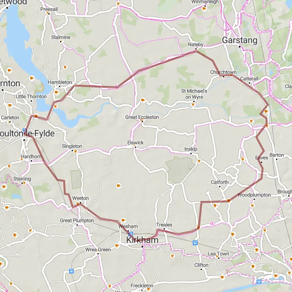 Map miniature of "Gravel Adventure Loop" cycling inspiration in Lancashire, United Kingdom. Generated by Tarmacs.app cycling route planner