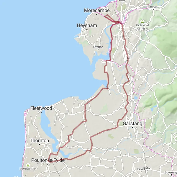 Map miniature of "The Gravel Adventure" cycling inspiration in Lancashire, United Kingdom. Generated by Tarmacs.app cycling route planner