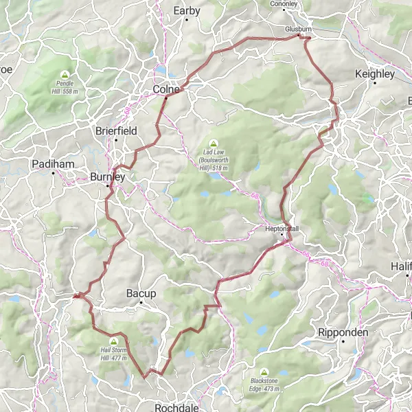 Map miniature of "The Yorkshire Dales Gravel Adventure" cycling inspiration in Lancashire, United Kingdom. Generated by Tarmacs.app cycling route planner