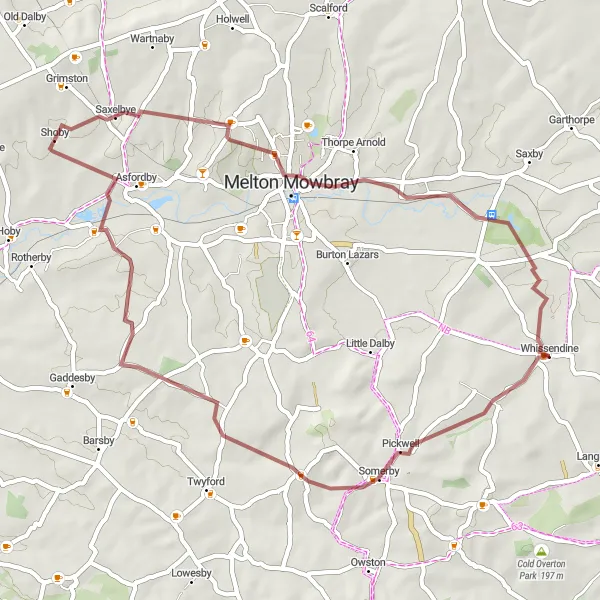 Map miniature of "Rural Gravel Adventure" cycling inspiration in Leicestershire, Rutland and Northamptonshire, United Kingdom. Generated by Tarmacs.app cycling route planner