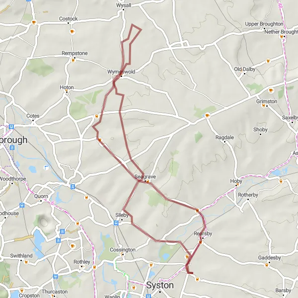 Map miniature of "Rutland Gravel Adventure" cycling inspiration in Leicestershire, Rutland and Northamptonshire, United Kingdom. Generated by Tarmacs.app cycling route planner