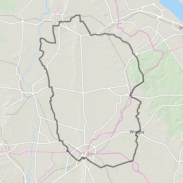 Map miniature of "The Lincolnshire Grand Tour" cycling inspiration in Lincolnshire, United Kingdom. Generated by Tarmacs.app cycling route planner