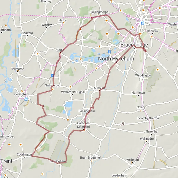 Map miniature of "Gravel Adventure Loop" cycling inspiration in Lincolnshire, United Kingdom. Generated by Tarmacs.app cycling route planner