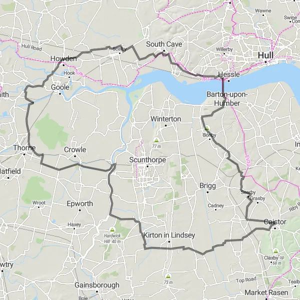 Map miniature of "Nettleton Hill Epic" cycling inspiration in Lincolnshire, United Kingdom. Generated by Tarmacs.app cycling route planner