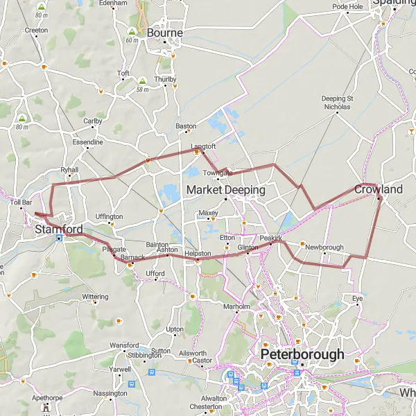 Map miniature of "Gravel Adventure: Discovering the Deepabelt" cycling inspiration in Lincolnshire, United Kingdom. Generated by Tarmacs.app cycling route planner