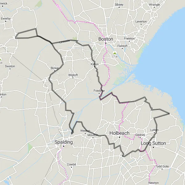 Map miniature of "Wilderness Retreat" cycling inspiration in Lincolnshire, United Kingdom. Generated by Tarmacs.app cycling route planner