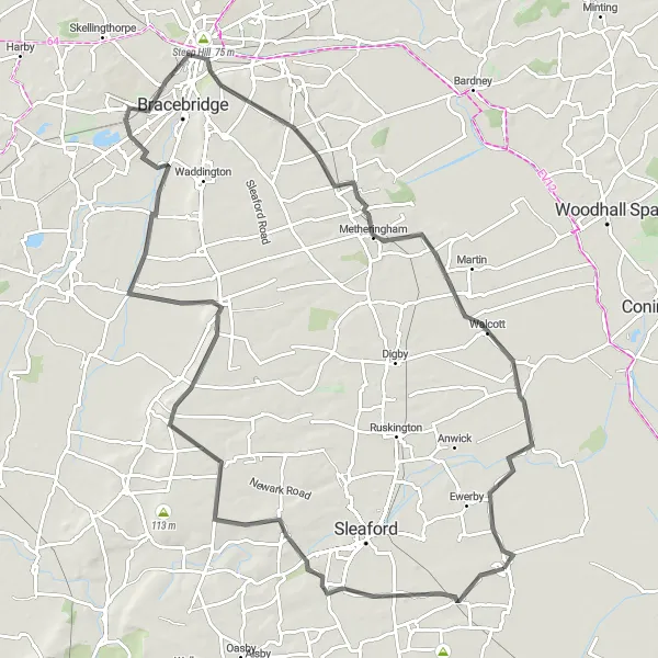 Map miniature of "Heckington Epic Adventure" cycling inspiration in Lincolnshire, United Kingdom. Generated by Tarmacs.app cycling route planner