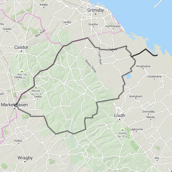 Map miniature of "Ultimate Lincolnshire Challenge" cycling inspiration in Lincolnshire, United Kingdom. Generated by Tarmacs.app cycling route planner