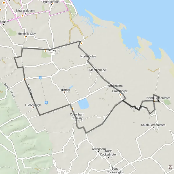 Map miniature of "Countryside Escape" cycling inspiration in Lincolnshire, United Kingdom. Generated by Tarmacs.app cycling route planner