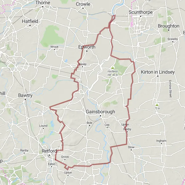 Map miniature of "Off-Road Adventure" cycling inspiration in Lincolnshire, United Kingdom. Generated by Tarmacs.app cycling route planner