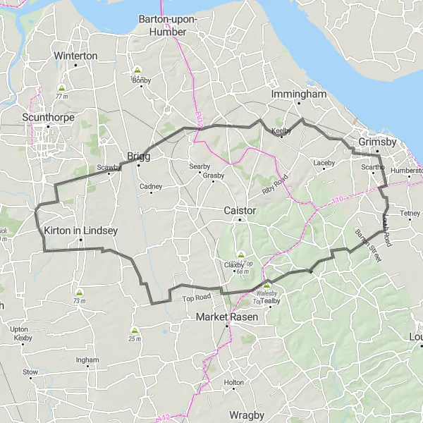 Map miniature of "Hidden Gems of North Lincolnshire" cycling inspiration in Lincolnshire, United Kingdom. Generated by Tarmacs.app cycling route planner