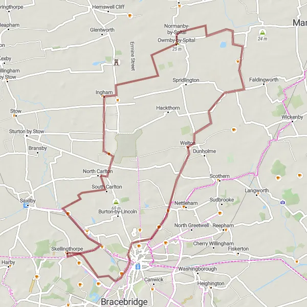 Map miniature of "Gravel Adventure" cycling inspiration in Lincolnshire, United Kingdom. Generated by Tarmacs.app cycling route planner