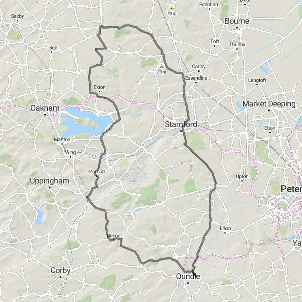 Map miniature of "Discover the Historic Sights" cycling inspiration in Lincolnshire, United Kingdom. Generated by Tarmacs.app cycling route planner